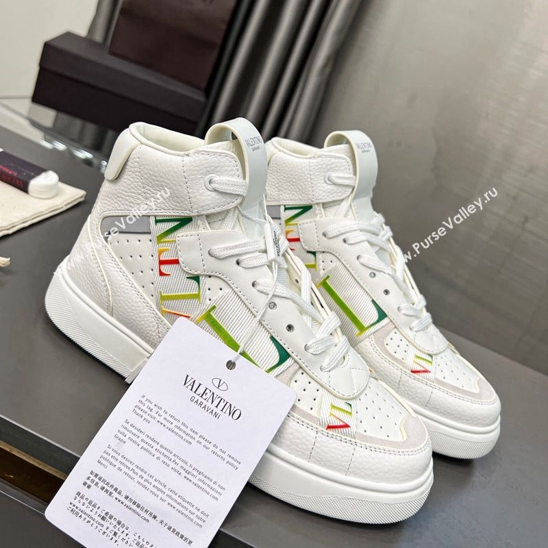 Valentino VL7N High Banded Calfskin and Mesh Sneakers White/Multicolor 2023 1121 (MD-231121138)