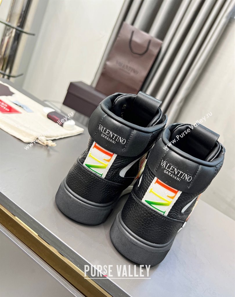 Valentino VL7N High Banded Calfskin and Mesh Sneakers Black/Multicolor 2023 1121 (MD-231121140)