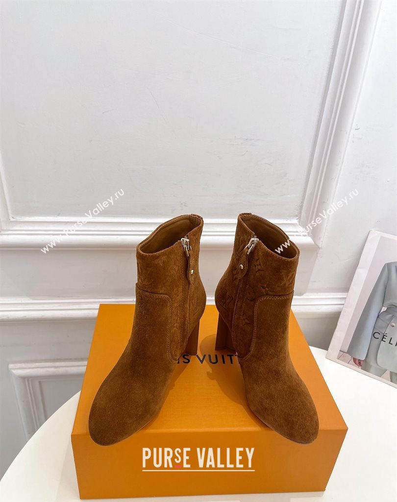 Louis Vuitton Silhouette Ankle Boots 8.5cm in Suede Brown 2023 1AC9HU (MD-231121030)