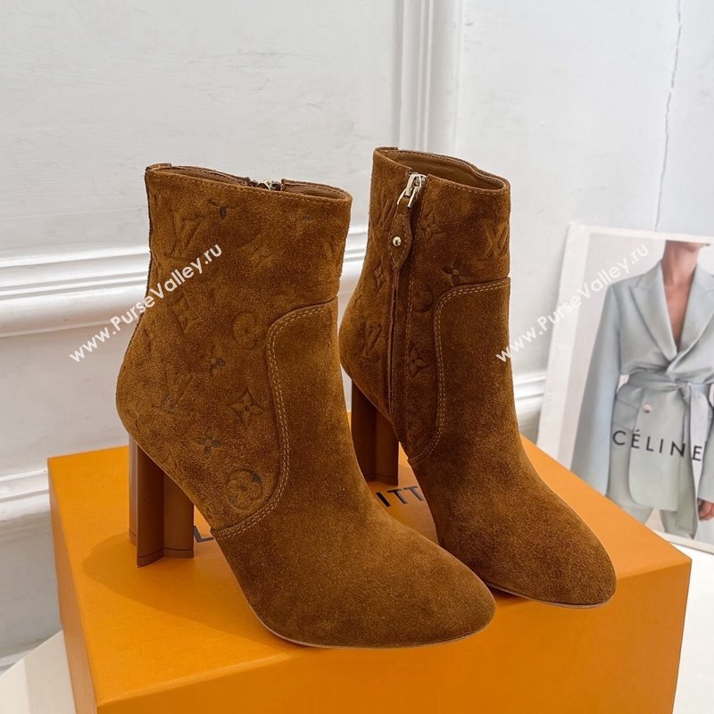 Louis Vuitton Silhouette Ankle Boots 8.5cm in Suede Brown 2023 1AC9HU (MD-231121030)