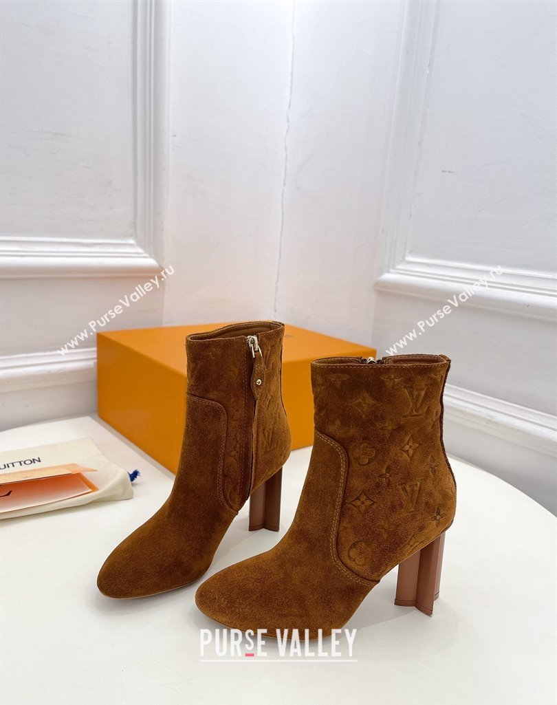 Louis Vuitton Silhouette Ankle Boots 8.5cm in Suede Brown 2023 1AC9HU (MD-231121030)