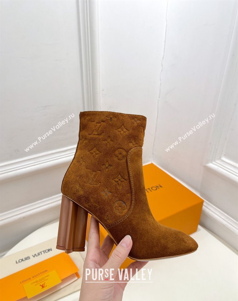 Louis Vuitton Silhouette Ankle Boots 8.5cm in Suede Brown 2023 1AC9HU (MD-231121030)