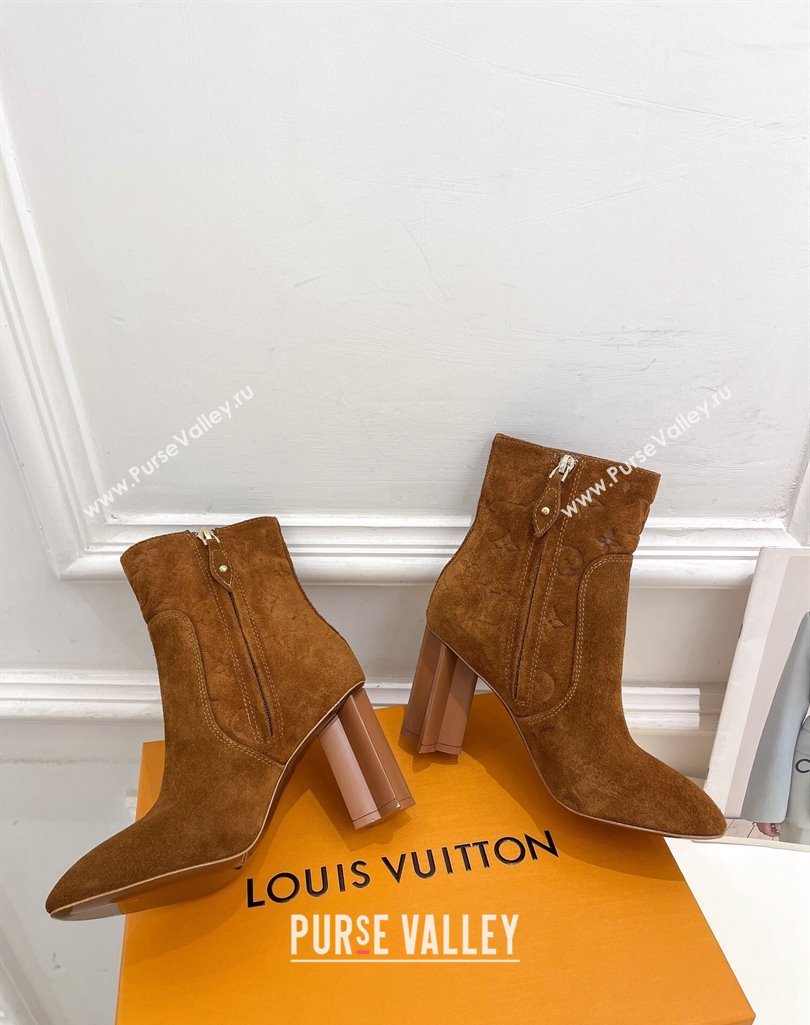 Louis Vuitton Silhouette Ankle Boots 8.5cm in Suede Brown 2023 1AC9HU (MD-231121030)