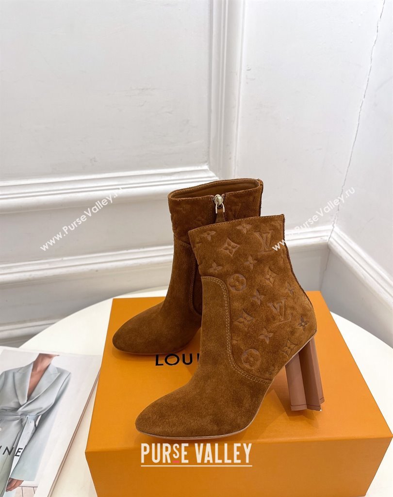 Louis Vuitton Silhouette Ankle Boots 8.5cm in Suede Brown 2023 1AC9HU (MD-231121030)