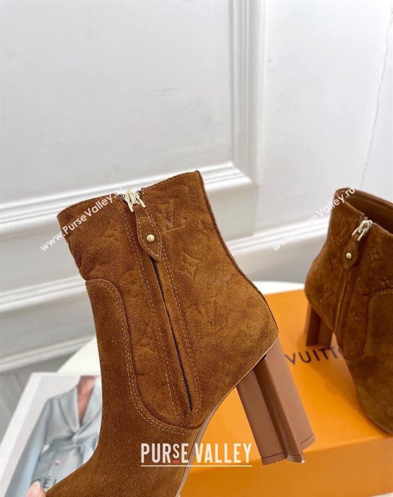 Louis Vuitton Silhouette Ankle Boots 8.5cm in Suede Brown 2023 1AC9HU (MD-231121030)