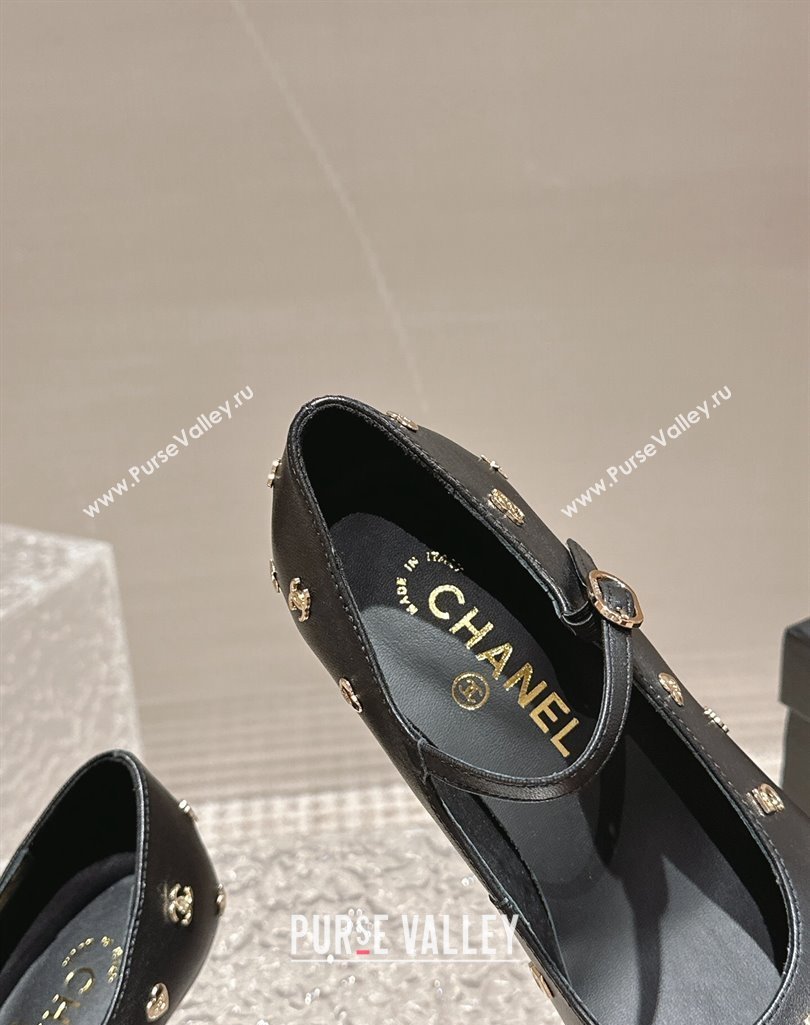 Chanel Lambskin Mary Janes Pumps with Logo Charm Black 2023 CH11211 (MD-231121064)