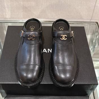 Chanel Calfskin Loafers Mules with Buckle Black 2023 CH101103 (MD-231121069)