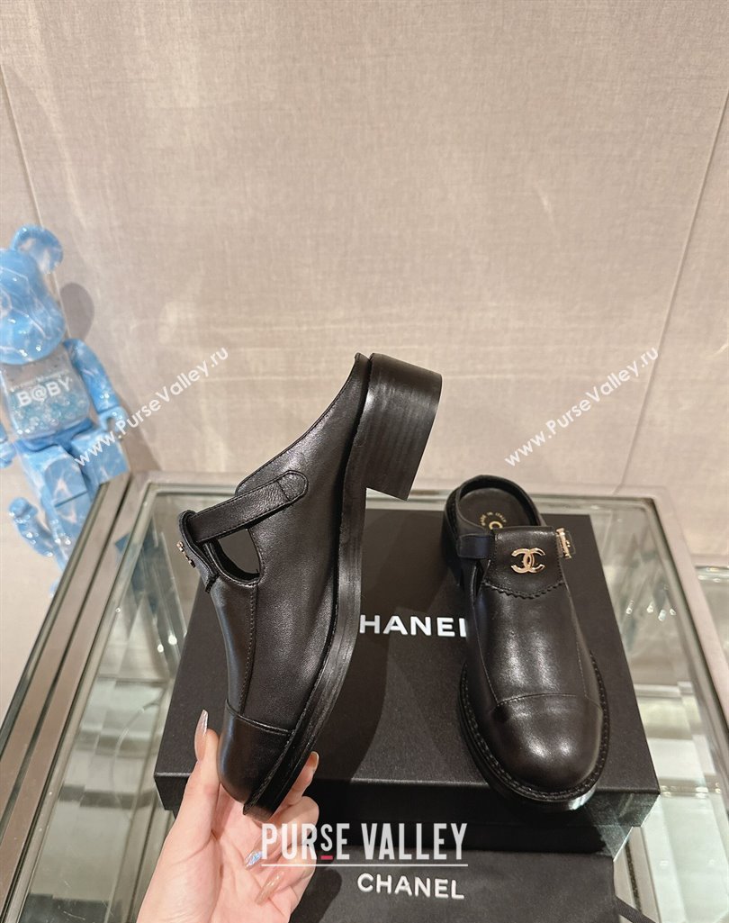 Chanel Calfskin Loafers Mules with Buckle Black 2023 CH101103 (MD-231121069)