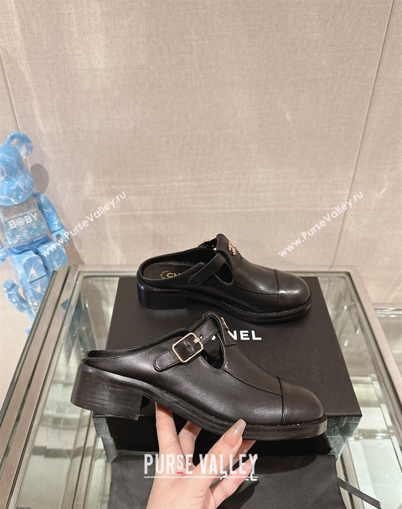 Chanel Calfskin Loafers Mules with Buckle Black 2023 CH101103 (MD-231121069)