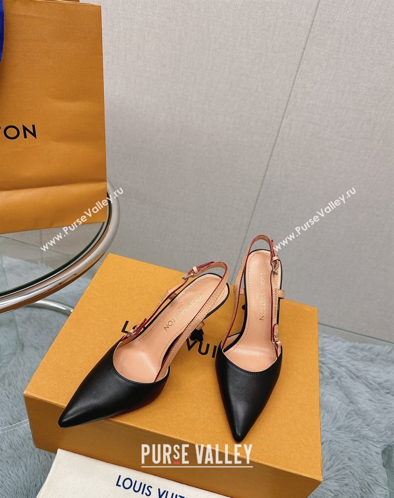 Louis Vuitton Blossom Slingback Pumps 9.5cm in Black Lambskin 2023 1ACAQX (MD-231121037)