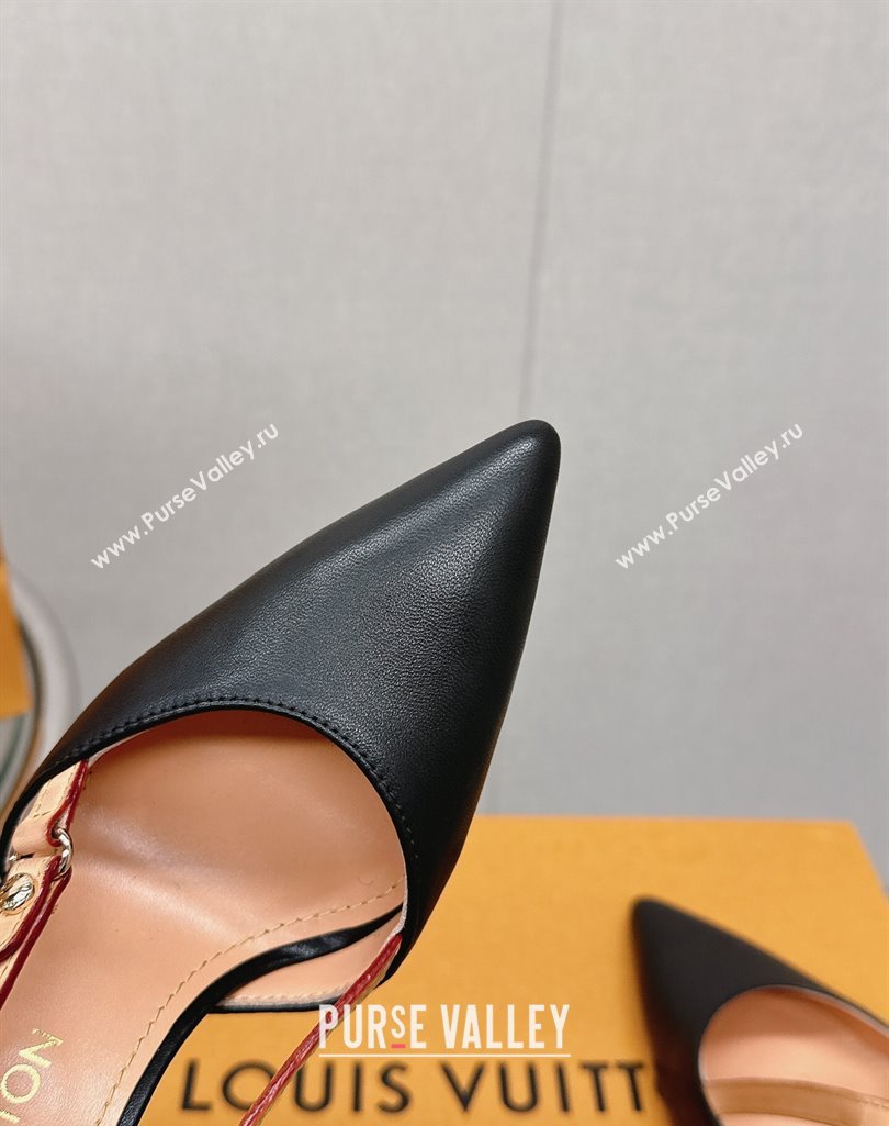 Louis Vuitton Blossom Slingback Pumps 9.5cm in Black Lambskin 2023 1ACAQX (MD-231121037)