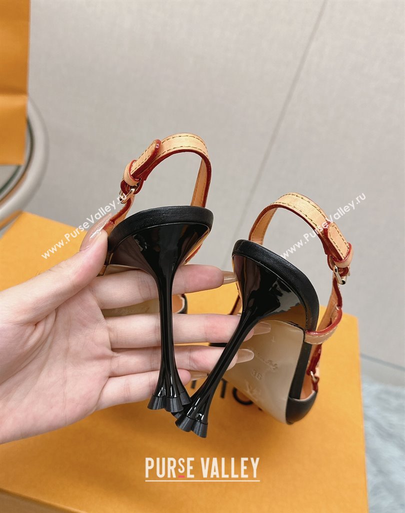 Louis Vuitton Blossom Slingback Pumps 9.5cm in Black Lambskin 2023 1ACAQX (MD-231121037)