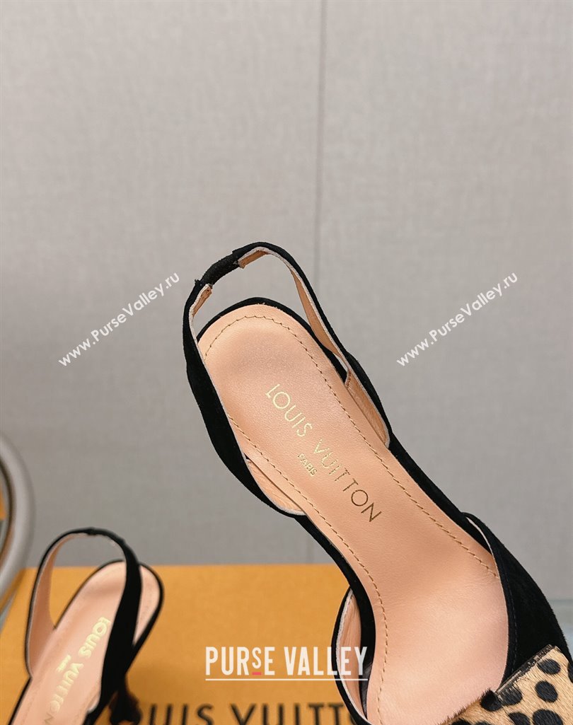 Louis Vuitton Blossom Slingback Pumps 9.5cm in Suede with Bow Black/leopard print 2023 1AC87L (MD-231121049)