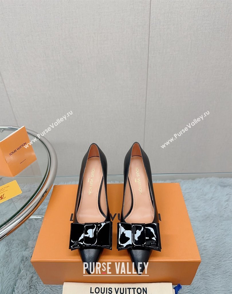 Louis Vuitton Blossom Pumps 7.5cm in Black Lambskin with Bow 2023 1AC84X (MD-231121050)