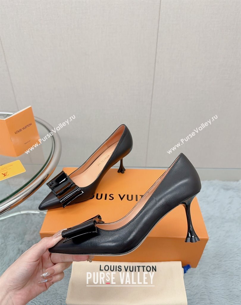 Louis Vuitton Blossom Pumps 7.5cm in Black Lambskin with Bow 2023 1AC84X (MD-231121050)