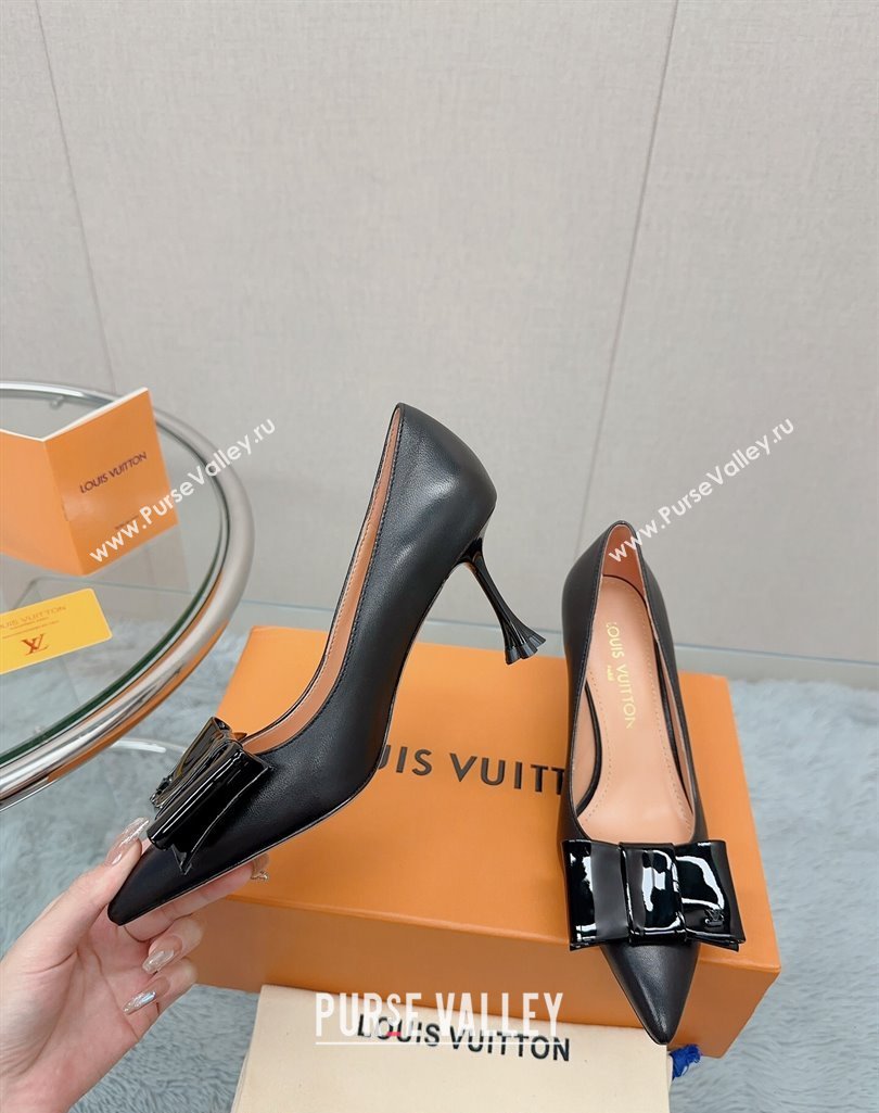 Louis Vuitton Blossom Pumps 7.5cm in Black Lambskin with Bow 2023 1AC84X (MD-231121050)