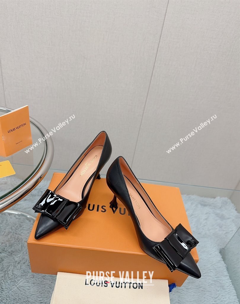 Louis Vuitton Blossom Pumps 7.5cm in Black Lambskin with Bow 2023 1AC84X (MD-231121050)