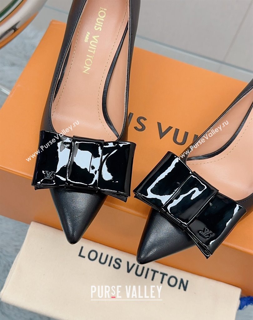 Louis Vuitton Blossom Pumps 7.5cm in Black Lambskin with Bow 2023 1AC84X (MD-231121050)