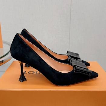 Louis Vuitton Blossom Pumps 7.5cm in Black Suede with Bow 2023 1AC84X (MD-231121052)