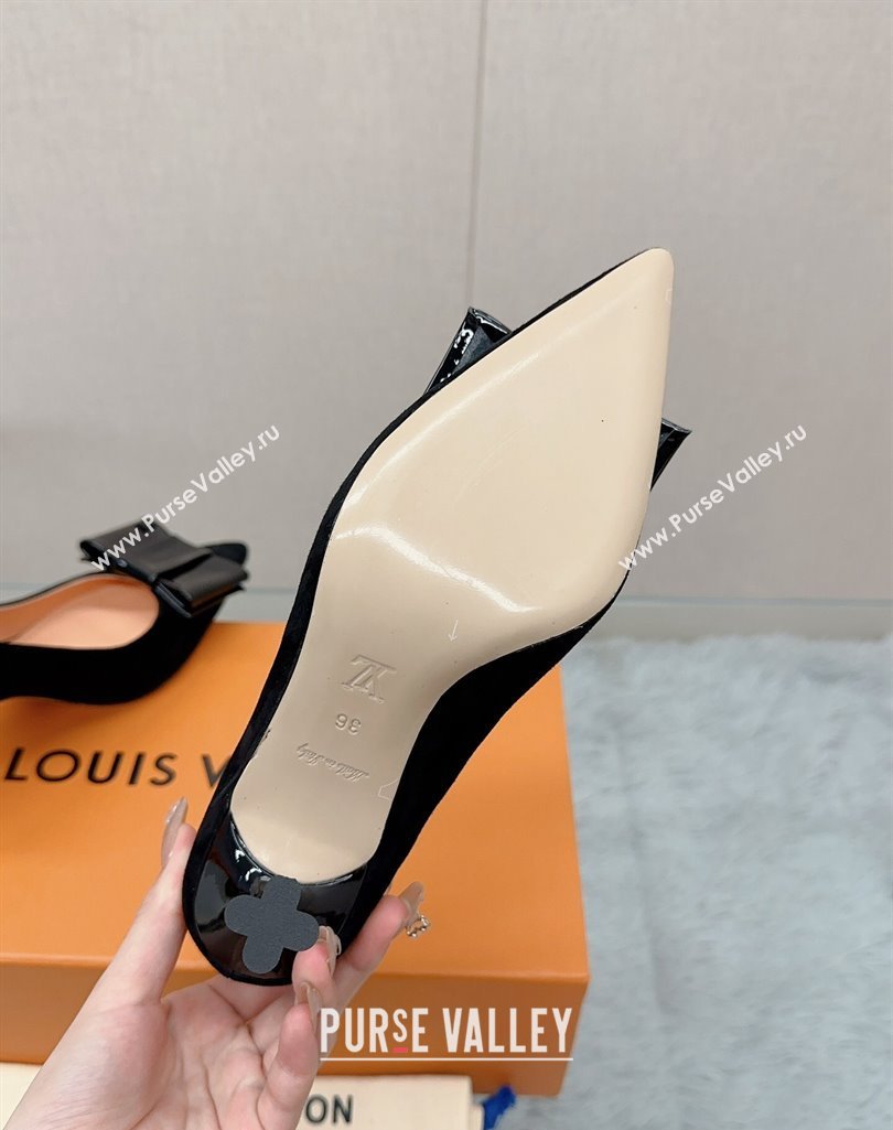 Louis Vuitton Blossom Pumps 7.5cm in Black Suede with Bow 2023 1AC84X (MD-231121052)