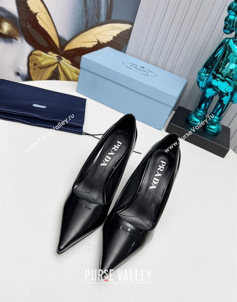 Prada Brushed Leather Pumps 8.5cm Black 2023 PR111801 (MD-231118002)