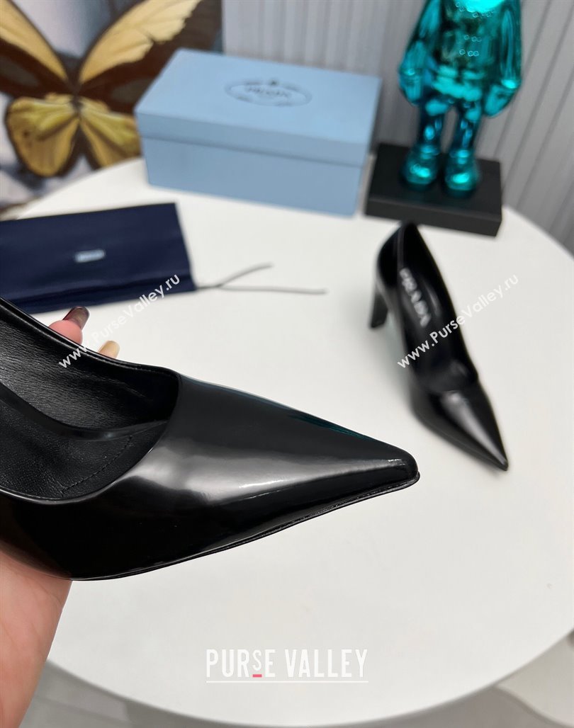 Prada Brushed Leather Pumps 8.5cm Black 2023 PR111801 (MD-231118002)