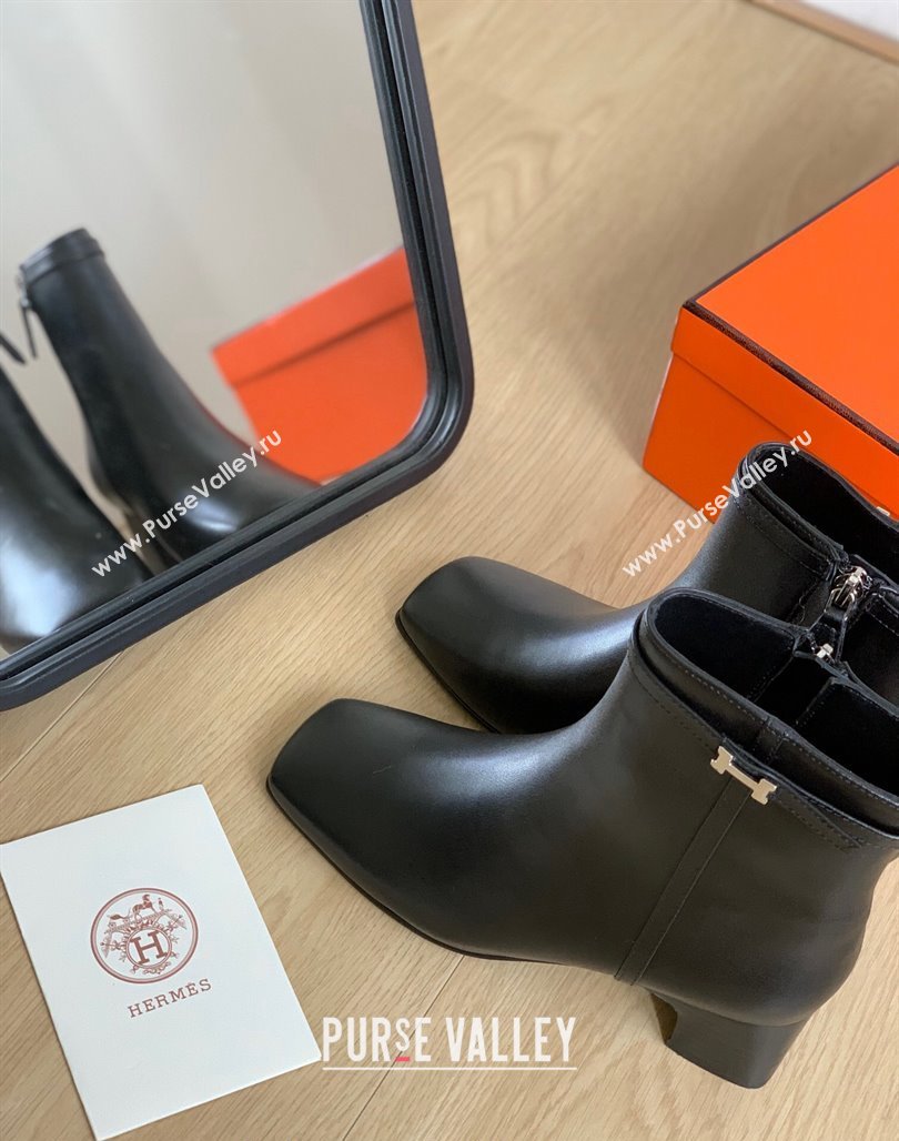 Hermes Hommage Heel Ankle boots 5cm in Calfskin Black 2023 (MD-231117001)