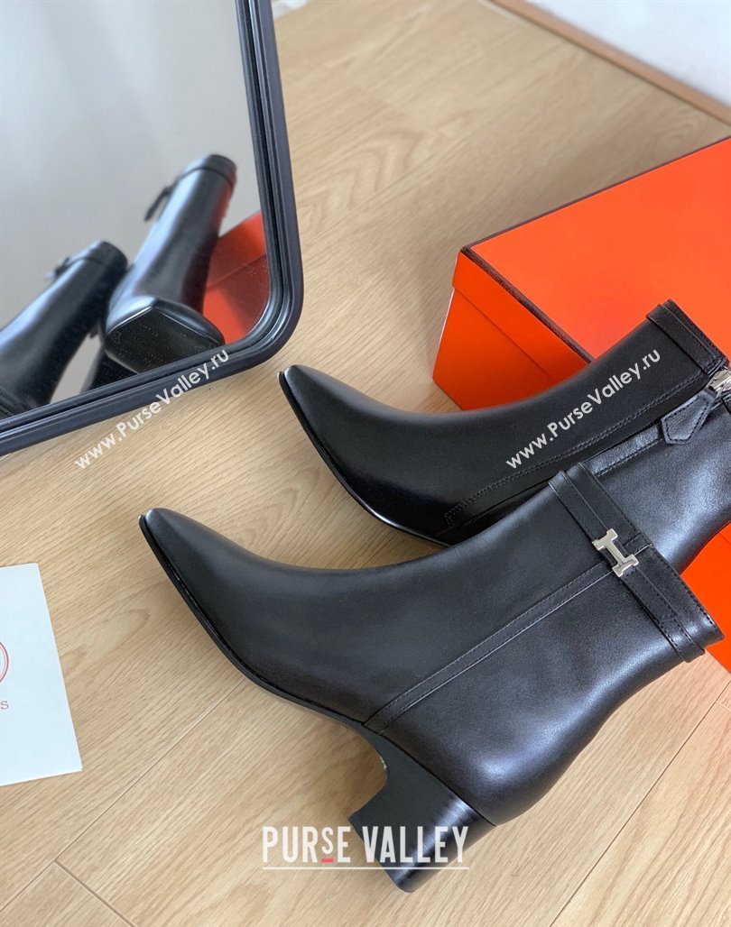 Hermes Hommage Heel Ankle boots 5cm in Calfskin Black 2023 (MD-231117001)