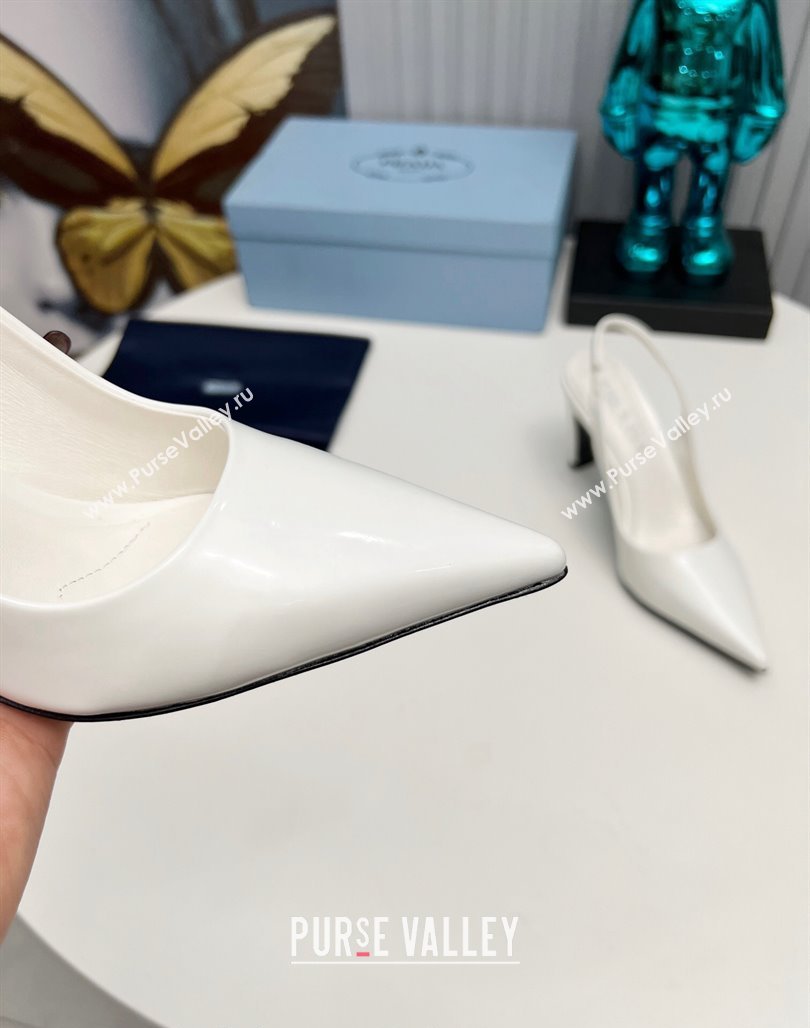 Prada Brushed Slingback Pumps 8.5cm White 1 2023 PR111802 (MD-231118013)