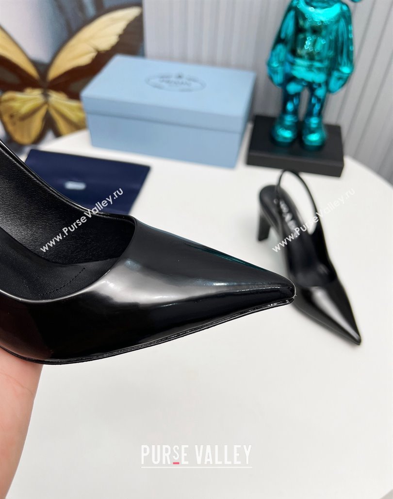 Prada Brushed Slingback Pumps 8.5cm Black 2023 PR111802 (MD-231118015)