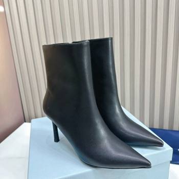 Prada Leather Pointed Heel Ankle Boots 8.5cm Black 2023 PR111702 (MD-231117042)