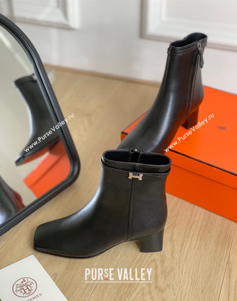 Hermes Hommage Heel Ankle boots 5cm in Calfskin Black 2023 (MD-231117001)