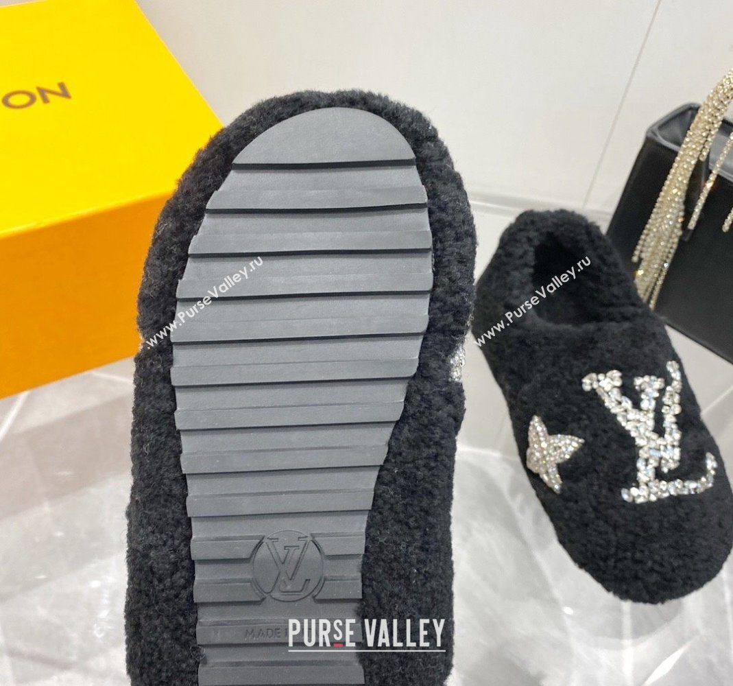 Louis Vuitton Shearling Flat Loafers with Crystals Black 2023 LV120401 (MD-231204019)