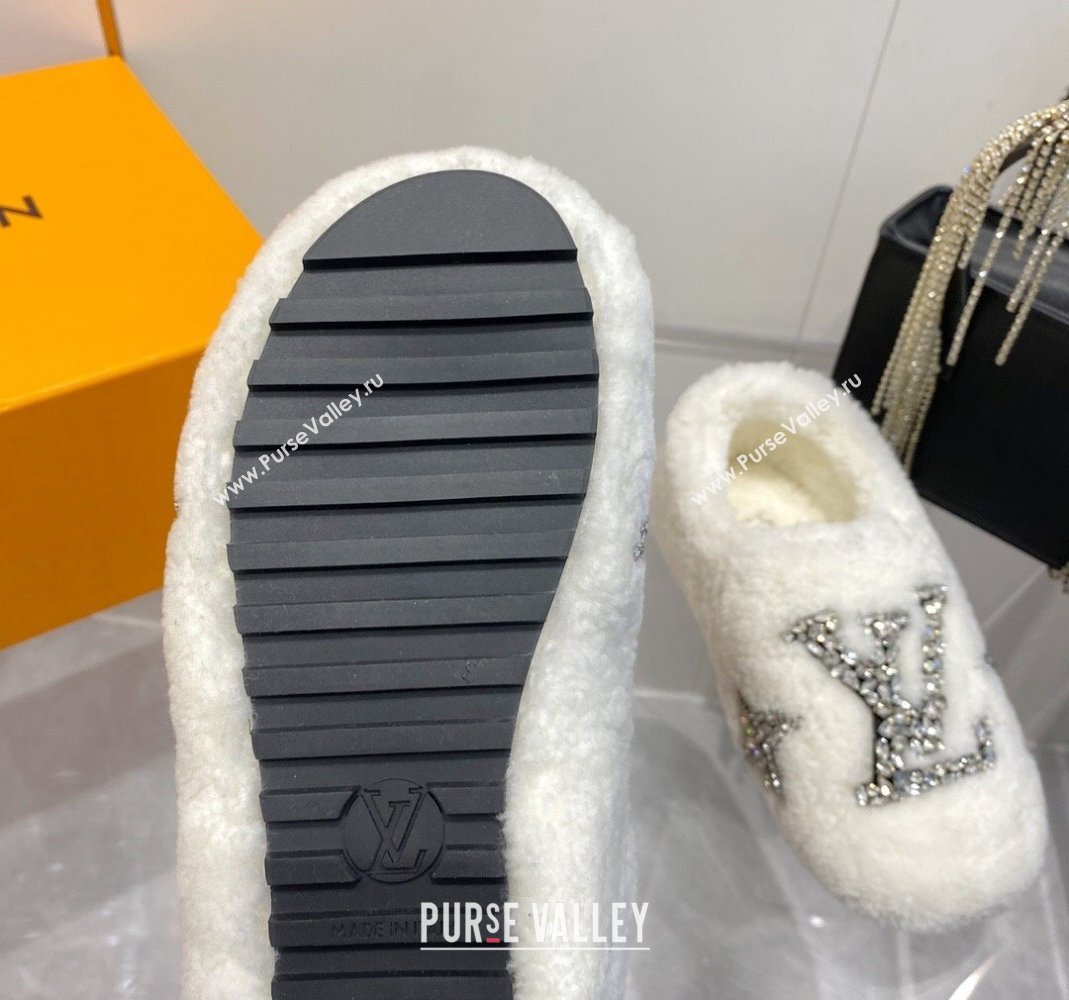 Louis Vuitton Shearling Flat Loafers with Crystals White 2023 LV120401 (MD-231204020)