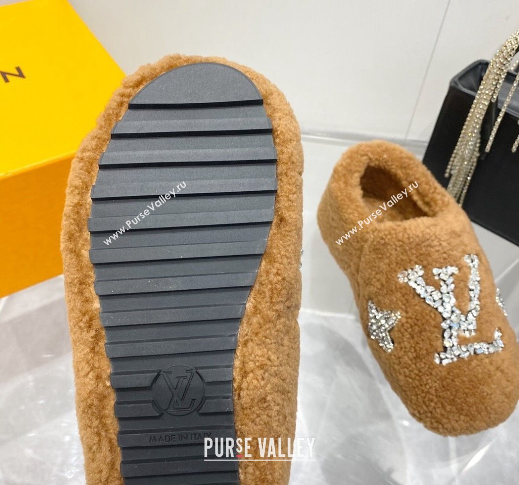 Louis Vuitton Shearling Flat Loafers with Crystals Brown 2023 LV120401 (MD-231204024)