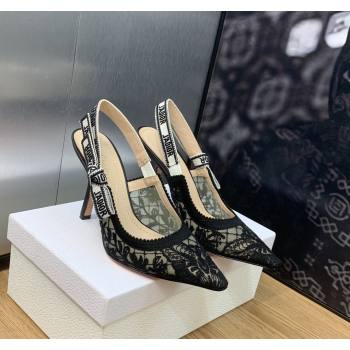 Dior JAdior Slingback Pumps 9.5cm in Transparent Mesh Embroidered with Black Butterfly Motif 2023 (MD-231202004)