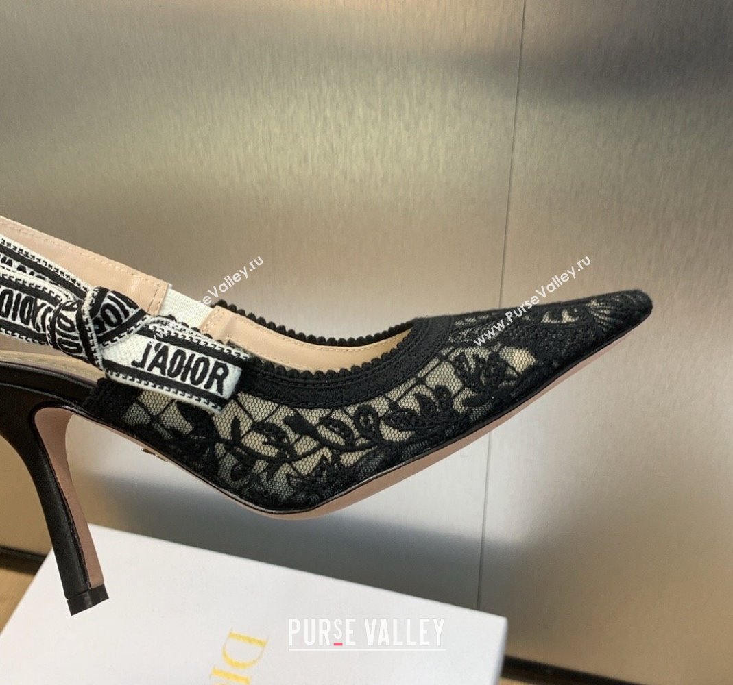 Dior JAdior Slingback Pumps 9.5cm in Transparent Mesh Embroidered with Black Butterfly Motif 2023 (MD-231202004)