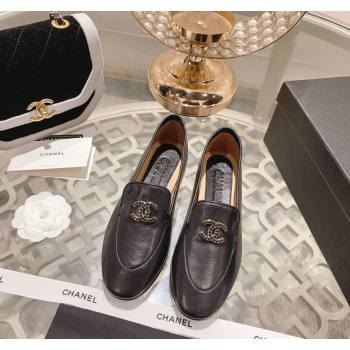 Chanel Lambskin Loafers with Pearls CC Black 2023 CH120106 (MD-231201032)