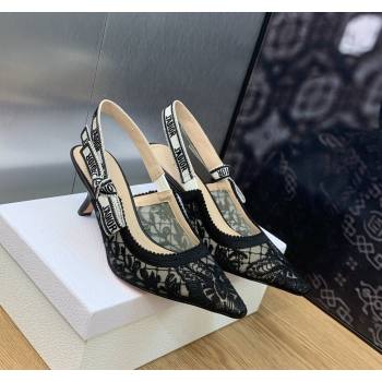 Dior JAdior Slingback Pumps 6.5cm in Transparent Mesh Embroidered with Black Butterfly Motif 2023 (MD-231202005)