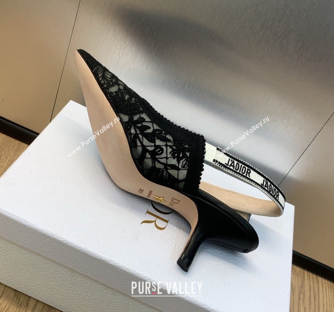 Dior JAdior Slingback Pumps 6.5cm in Transparent Mesh Embroidered with Black Butterfly Motif 2023 (MD-231202005)