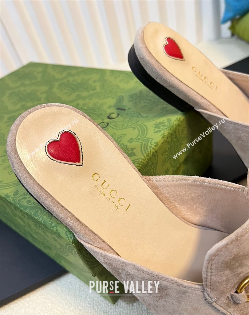 Gucci Princetown Suede Flat Slippers Grey 1 2023 557730 (MD-231205007)