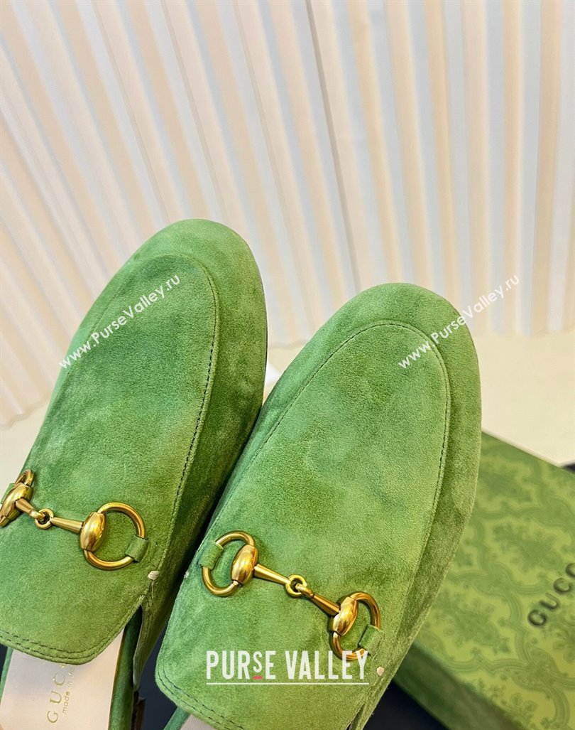 Gucci Princetown Suede Flat Slippers Light Green 2023 557730 (MD-231205008)