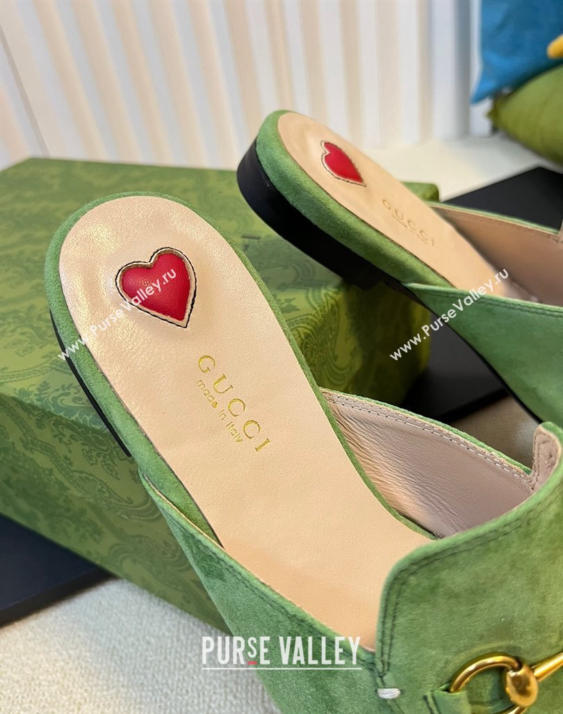 Gucci Princetown Suede Flat Slippers Light Green 2023 557730 (MD-231205008)