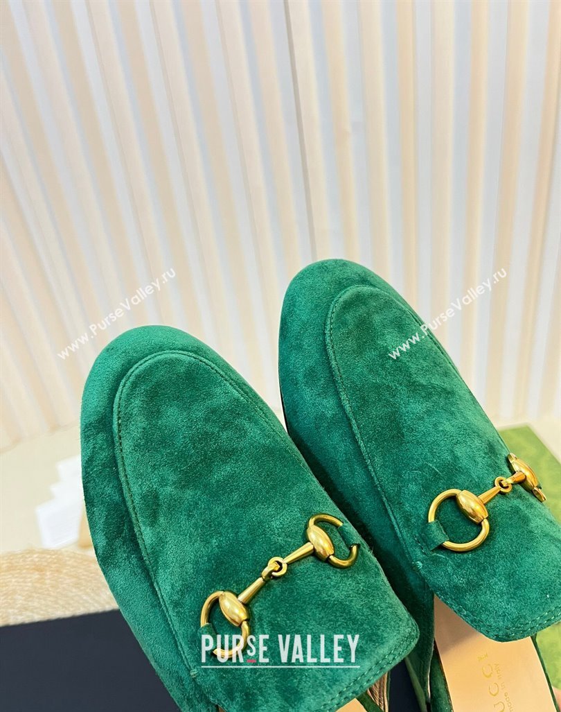 Gucci Princetown Suede Flat Slippers Dark Green 2023 557730 (MD-231205009)