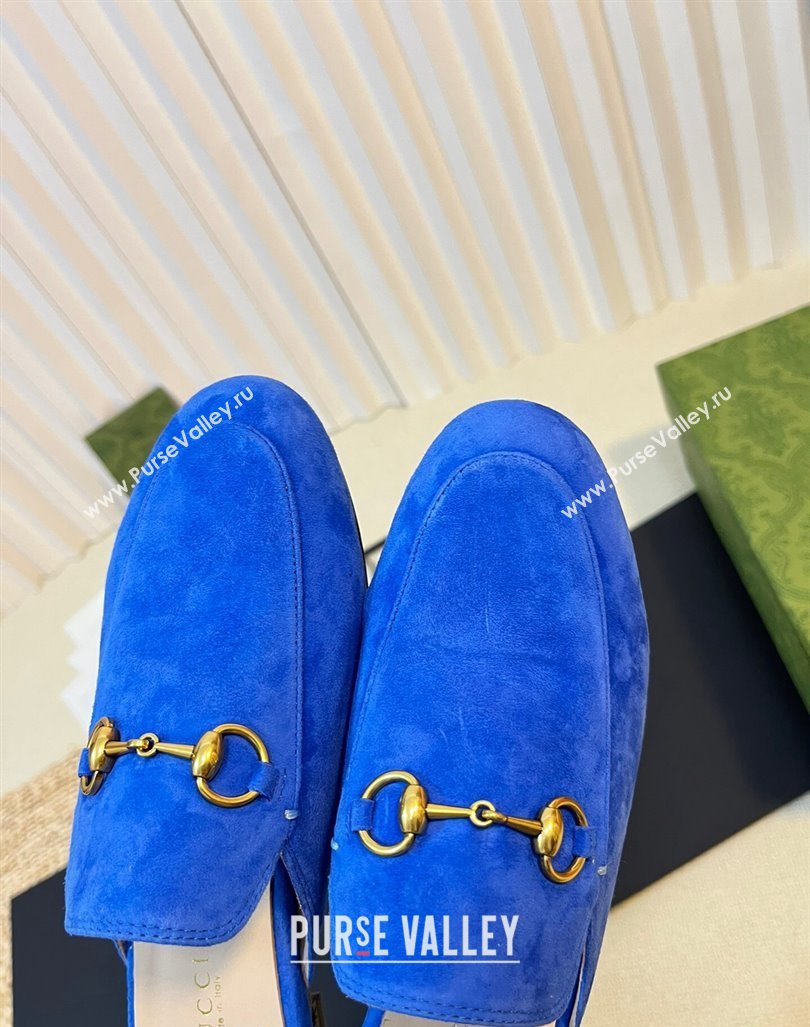 Gucci Princetown Suede Flat Slippers Blue 2 2023 557730 (MD-231205010)