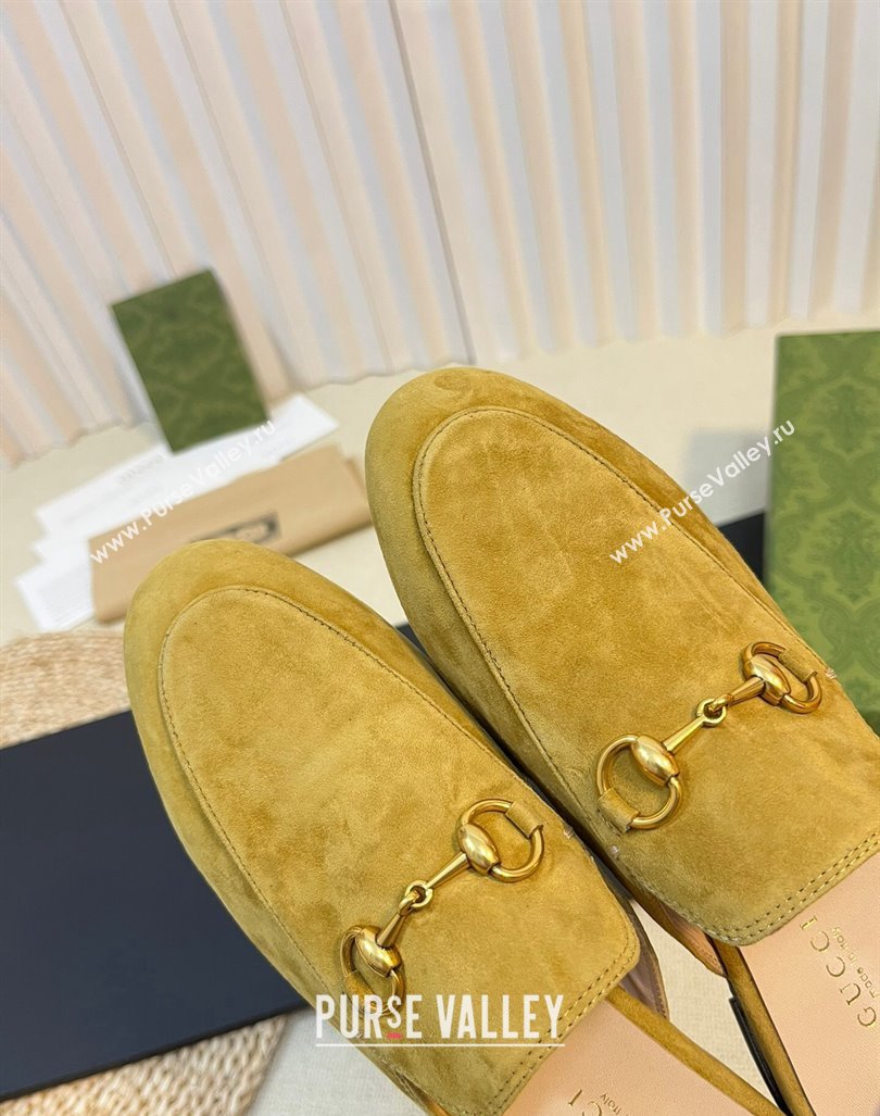 Gucci Princetown Suede Flat Slippers Yellow 2023 557730 (MD-231205011)