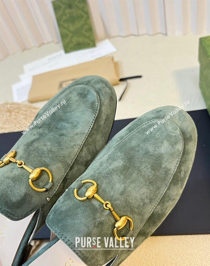 Gucci Princetown Suede Flat Slippers Green 2 2023 557730 (MD-231205013)