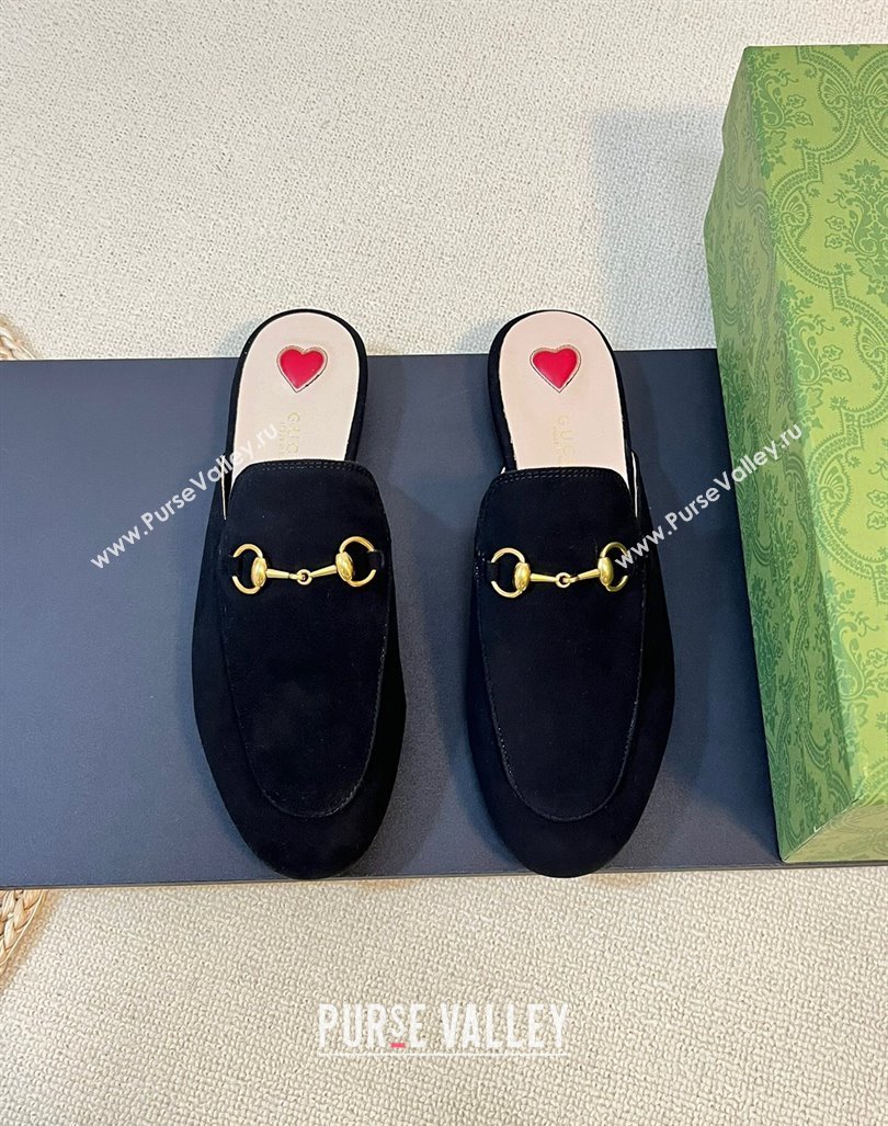 Gucci Princetown Suede Flat Slippers Black 2023 557730 (MD-231205014)