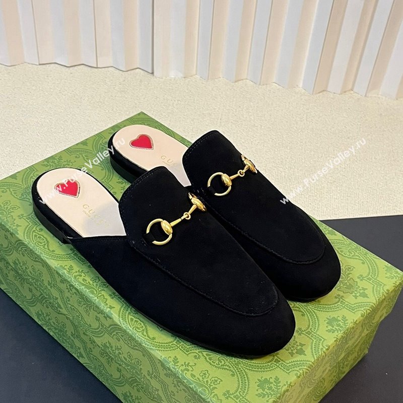 Gucci Princetown Suede Flat Slippers Black 2023 557730 (MD-231205014)