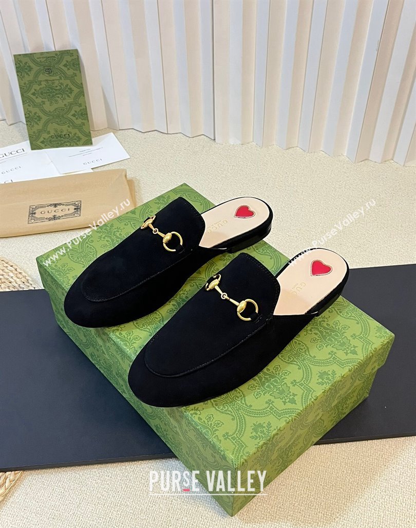 Gucci Princetown Suede Flat Slippers Black 2023 557730 (MD-231205014)